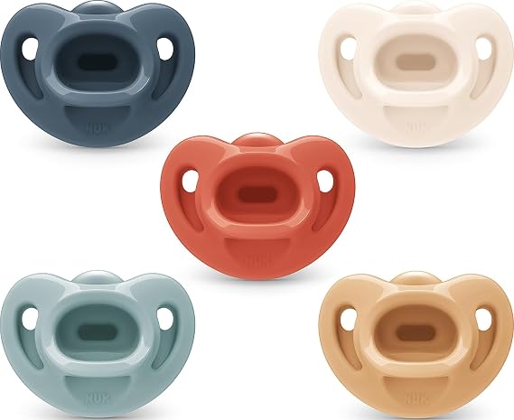 NUK Comfy Orthodontic Pacifiers, 0-6 Months, Timeless Collection, 5 Count (Pack of 1)