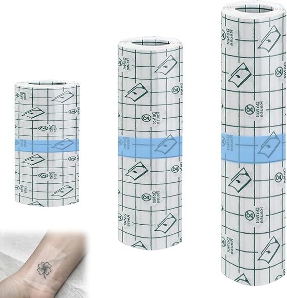 3 Rolls Second Skin Tattoo Cover(5/10/15CM X 1M), Second Skin Tattoo Aftercare Bandage Waterproof, Waterproof Bandage for Healing and Protection