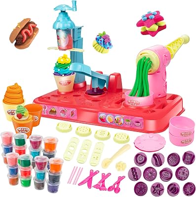 UNIH Play Dough Set for Toddlers, Play Dough Tool Kit Kitchen Creations Ice Cream Maker Toys for Toddlers Girls Age 2 3 4 Year Old