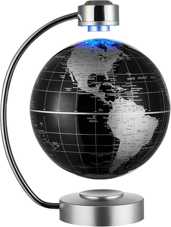 MHSUNRAY Magnetic Levitating Globe, Large 8" Floating Globe with LED Lights