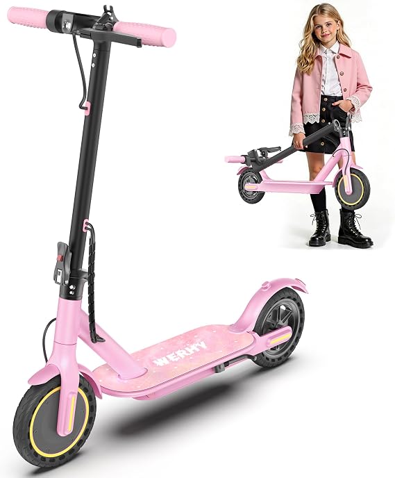 Electric Scooter for Kids Aged 6-10, 350W Motor, 19 Mph Speed & 15 Miles Range, 8.5" Solid Tires, Lightweight Foldable Scooter with Dual Braking System, Max Load 265LBS