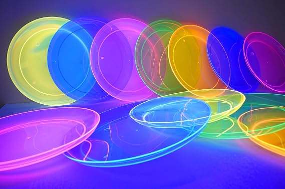 DIRECTGLOW LLC Blacklight Reactive Party Plates (20, 10.25 inch)
