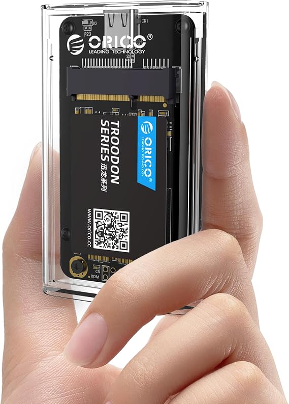 ORICO USB 3.0 mSATA SSD Enclosure, 5Gbps Transparent External SSDs Adapter with USB-C to C/A Cable, UASP & Trim Support, Up to 2TB Capacity, Portable PC Case for 3050 mSATA Solid State Drive- TC10
