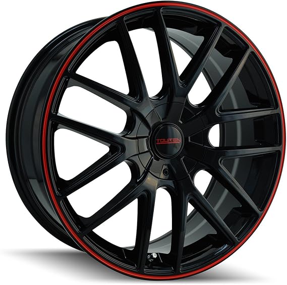 TR60 18x8, Bolt Pattern: 5x108/4.5, Offset: 40, BLACK/RED RING, set of 1
