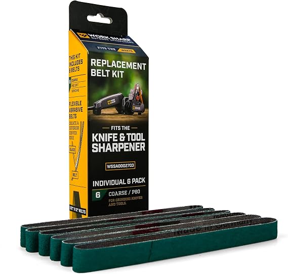 Work Sharp Knife & Tool Sharpener P80 Extra Coarse Grit Replacement Belt Kit WSSA0002703C Green