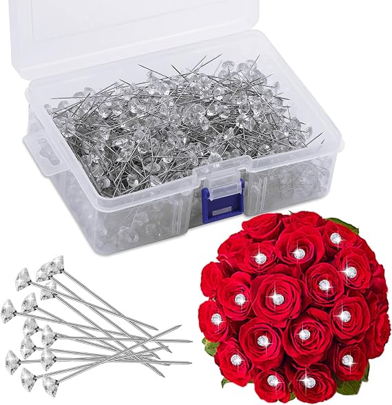 700 Pcs Corsage Diamond Pins 2.1 Inch Floral Pins for Bouquets