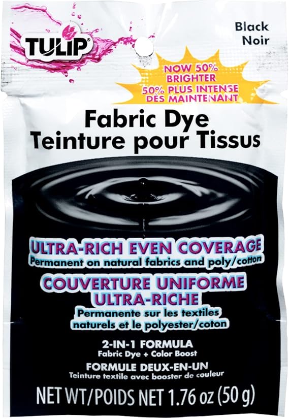 Tulip Permanent Fabric Dye Powder, Hot Dye Method for Vibrancy, Long-Lasting Color, Black