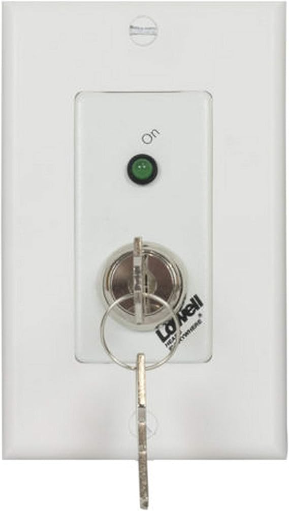 Lowell Manufacturing RPSW-KP SPST Low Voltage Key-Switch with Maintained Closure, 1 Status LED, 1-Gang Wall Plate, White