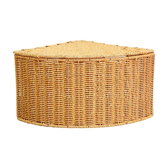 Yajuyi Corner Storage Box Basket Organizing with Lid Storage Basket Woven Basket for Living Room Cabinet Office Desktop Sundries, S