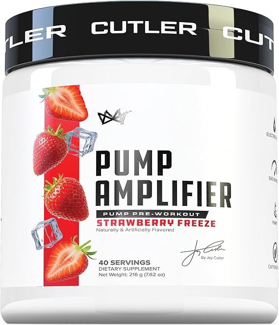 Cutler Nutrition Amplify 2.0 Caffeine-Free Pre-Workout Nitric Oxide Booster | Strawberry Flavor, 7.62 oz | L-Citrulline, Arginine and Electrolytes for Muscle Pumps, Hydration and Workout Performance