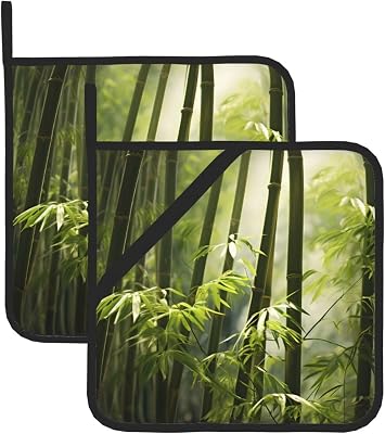 moso Bamboo Set of 2 Kitchen Potholders Oven Potholders for Cooking and Baking 8 x 8 Inches