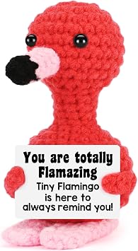 Positive Crochet Animals Flamingo Gifts for Teens Girl, Birthday Gifts for Women, Graduation Gift for Her College Middle High School, Back to School Decorations Amazing Support Handmade Flamingo