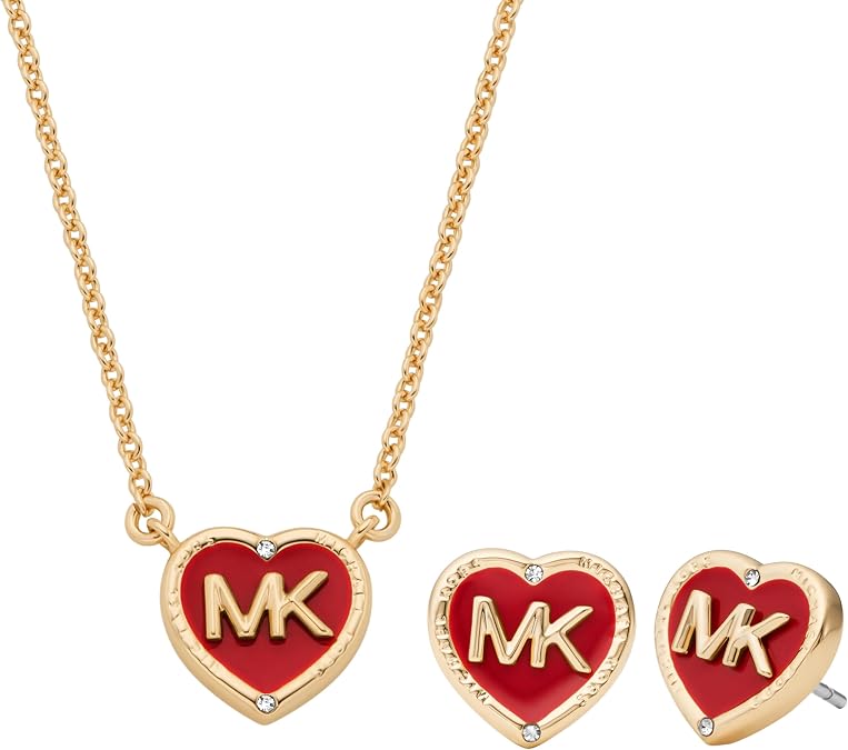 Michael Kors Stainless Steel and Pave Crystal MK Logo Stud Earrings for Women