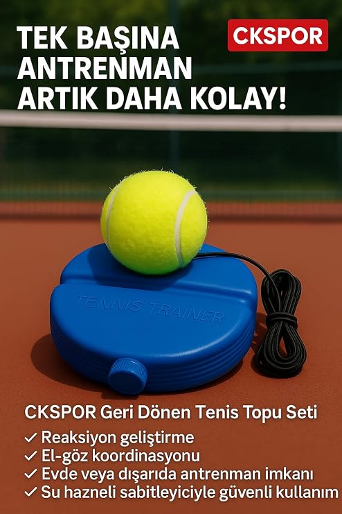 Geri Dönen Tenis Topu Antrenman Seti Solo Antrenman İçin Mükemmel Yardımcı CKS-189-ANT