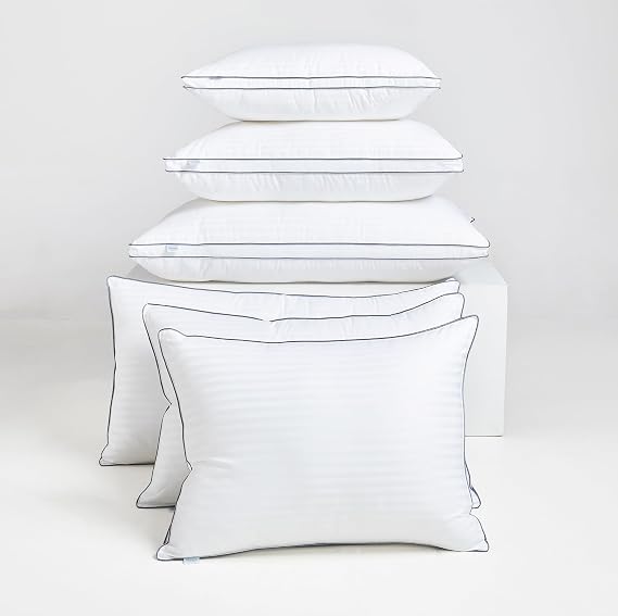 Down Alternative Bed Pillow (Queen, Pack of 2), Medium Support Gusseted Hotel Quality for Side, Back, Stomach Sleeper