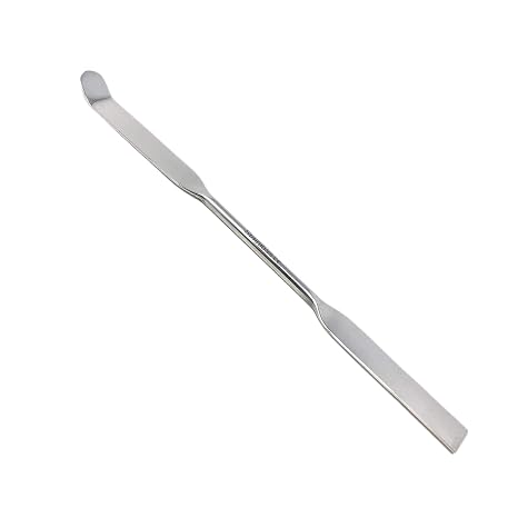 Stainless Steel Double Ended Micro Lab Spatula Sampler, Square & Round Angled End - Chattaway Style (6")