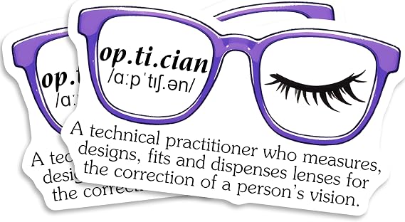(2 Pack) Optician Definition Stickers Sticker - Eyewear Stickers - 2 Pack - 5 Inches - Made in USA - PLDFS11151