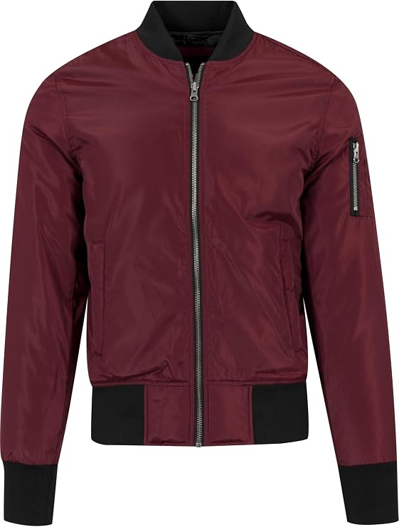 Urban Classics Mens Bomber Jacket TB1446 2-Tone Bomber Jacket Color: Burgundy/Black in Size: Medium