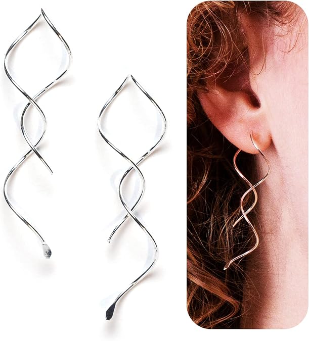 Spiral Threader Earring, Sterling Silver Dangle Earring