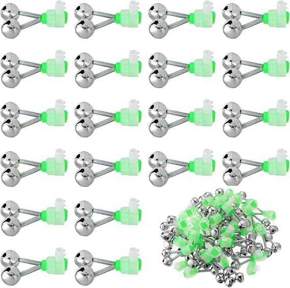 Fishing Bells 20Pack | Fish Bite Bait Alarm Bell for Rods, Fishing Rod Bells Fishing Bells Clips with Dual Alert Bells Clip for Night Fishing Ice Fishing