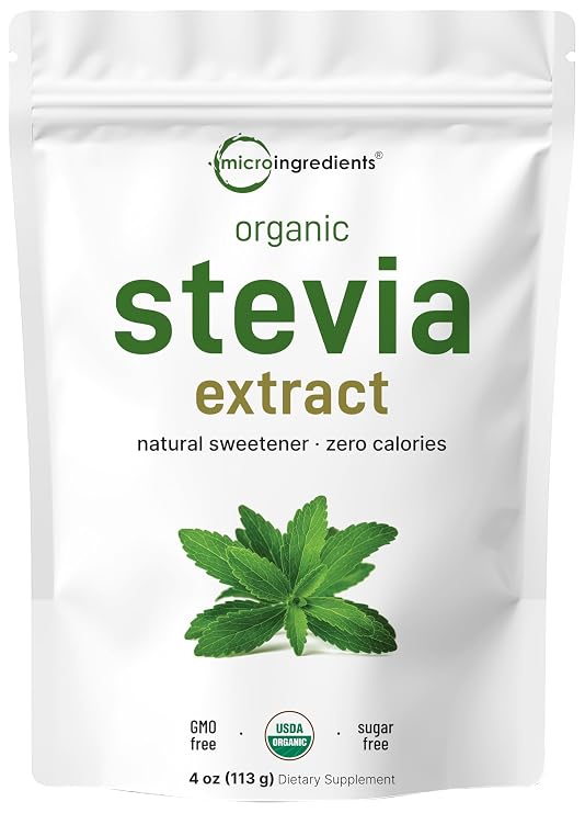 Micro Ingredients Pure Organic Stevia Extract Powder, 4 oz, No Additives