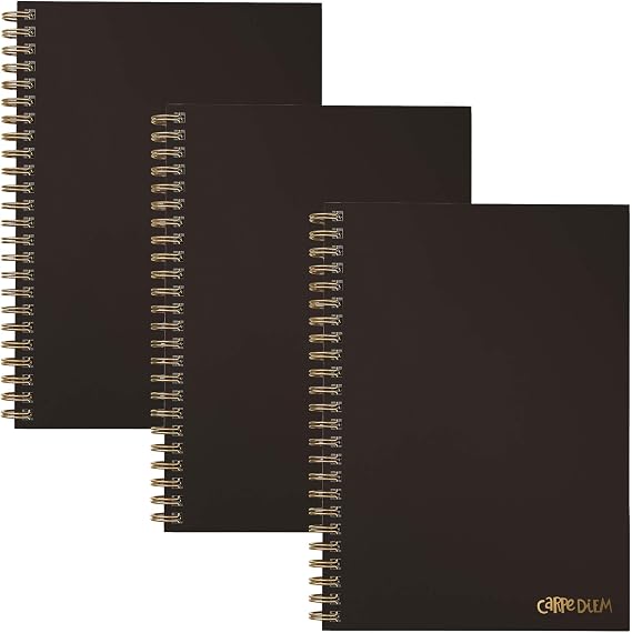 Pukka Pad Carpe Diem B5 Notebooks Pack of 3 Double Spiral Bound Hard Cover Journals with 160 Pages, 80 Sheets of Lined Paper for Everyday School, Office, and Personal Notes, Black