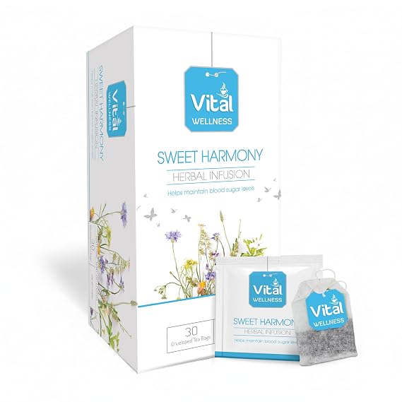 Vital Sweet Harmony Herbal Tea Helps to Maintain Sugar Balance Olive Leaf, Moringa, Nettle, Cinnamon & Mulberry, Caffeine Free 30 Tea Bags