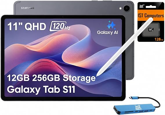 Samsung Galaxy Tab S11 AI Tablet, 11" 2K+, 12GB RAM, 128GB + 128GB SD Card