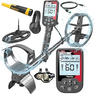 Nokta Triple Score PRO Pack Metal Detector with PINPOINTER (AccuPoint, Leg Holster) for Adults Waterproof Multi-Frequency Detectors for Treasure Hunting