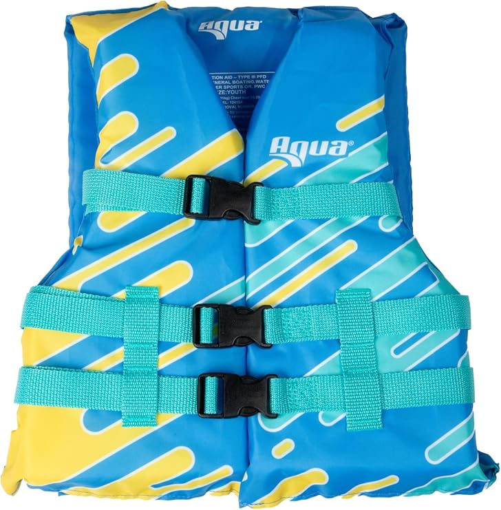 Aqua Oceans 7 Life Jacket for Kids - US Coast Guard Approved Life Vest for Infant, Child & Youth Boys and Girls, Open-Side PFD for Boating, Swimming & Water Sports