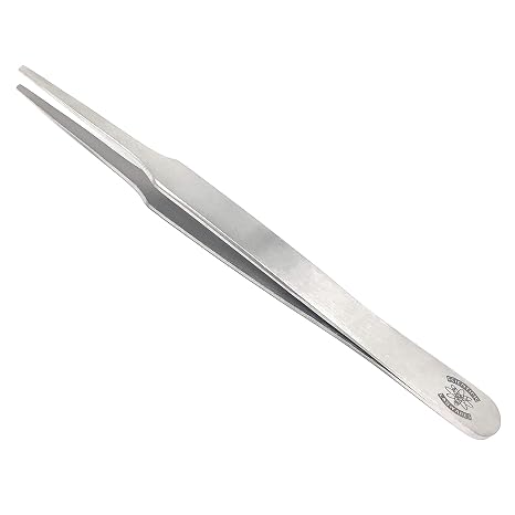 High Precision Stainless Steel Lab Tweezers/Forceps with Straight Tapered Flat Point