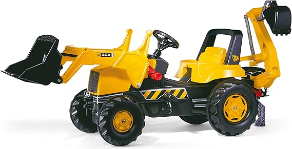 Rolly JCB Tractor with Frontloader and Rear Excavator, Yellow