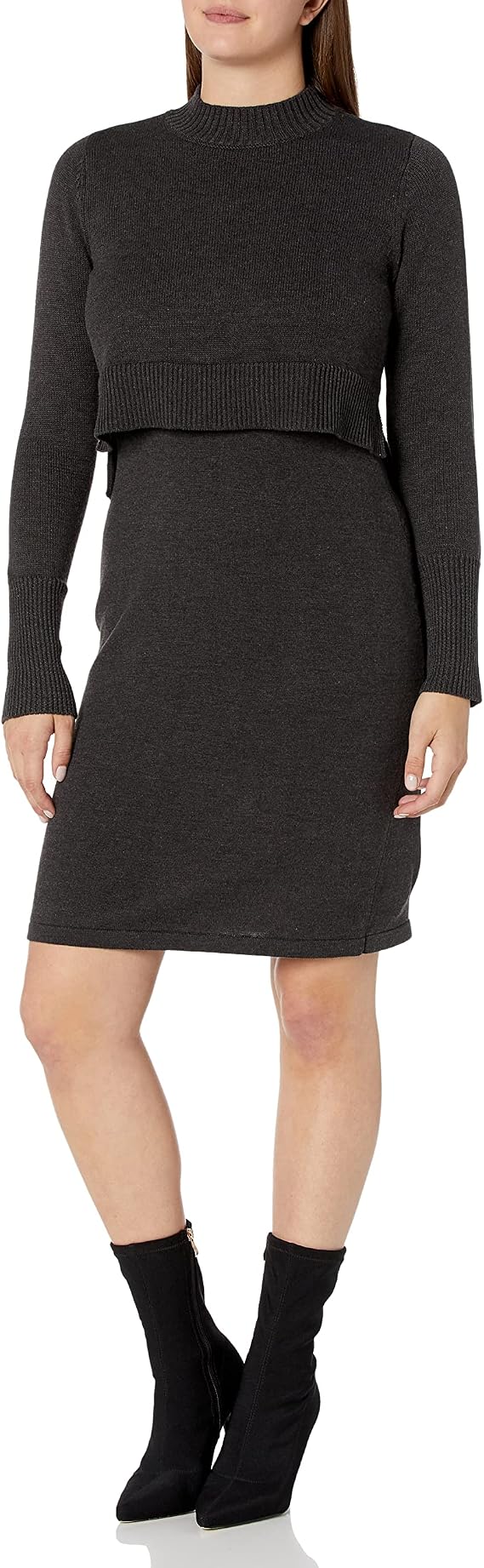 Calvin Klein Women's Long Sleeve Dress with Tie Neck Detail