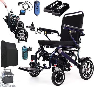 New Gradient Colour Electric Wheelchairs for Adults, Ultra Lightweight 42Lbs Foldable Power Wheelchairs, All Terrain Motorized Wheelchair with 2 Lithium Batteries, with Telescopic and Remote Control