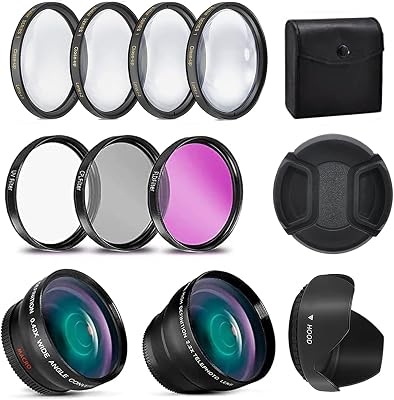 Extreme Lens 58mm Professional Filter Bundle for Lenses with a Size - Includes 7 Filters UV, CPL, FL-D, 1, 2, 4, 10 Macro Close-Up Filters, Lens Hoods, More