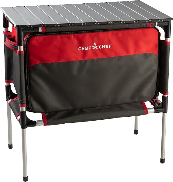 Camp Chef Sherpa Camp Table & Organizer, Table top 27" x 17", Table Height 28", Brick