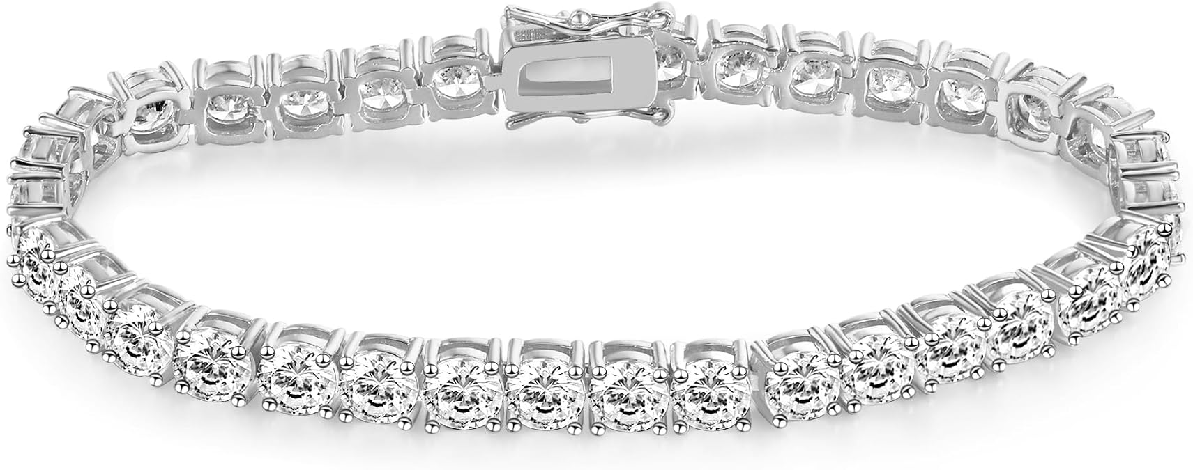 Gemsme 5MM Tennis Bracelet for Women Men, 18K White/Yellow Gold Plated 5.0mm Round Cubic Zirconia Classic Tennis Bracelet
