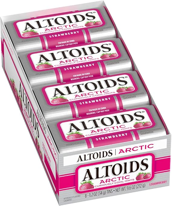 Altoids Arctic Sugar Free Strawberry Curiously Cool Mints, 34 (8 Packs)