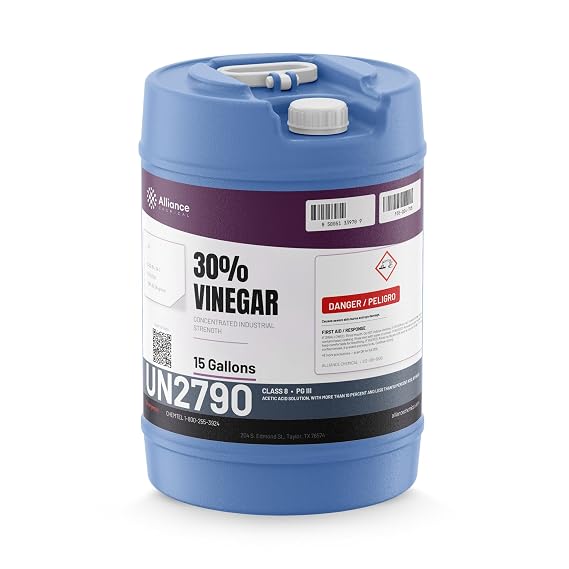 Alliance Chemical - 30% Vinegar - 15 Gallon - Concentrated Industrial Strength - Driveway and Patio Cleaner