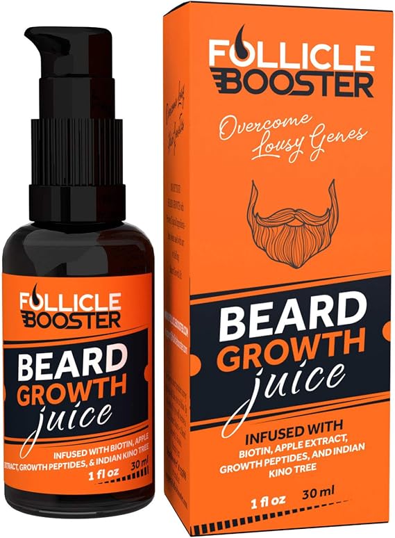 Beard Growth Oil - 1 fl oz - Growth Serum Softens and Strengthens Mustaches - Facial Hair Treatment Infused with Biotin Capilia Longa Niacinamide and 100% Natural Ingredients