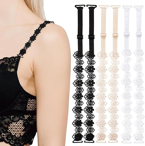 YEKEYI Women 3 Pairs Bra Straps Flower Lace Adjustable Underwear Bra Strap Replacement Shoulder Strap