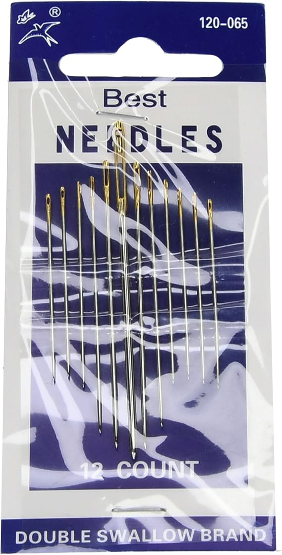 Sewing Needles Gold Eye Set, 3-20Pcs Fine Carbon Steel Needles for Leather, Upholstery, Canvas, Embroidery, Tapestry, DIY Projects Arts Crafts,120-015,120-023,120-065,120-043,120-051,120-073 Model
