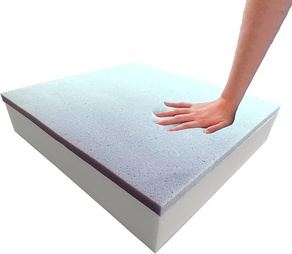 Foamma 5" x 22" x 22" Cooling Gel-Infused Memory Foam Cushion, High Density, Square Seat Replacement Padding, Chair Foam for Dining Chairs and Wheelchair Cushion Replacement