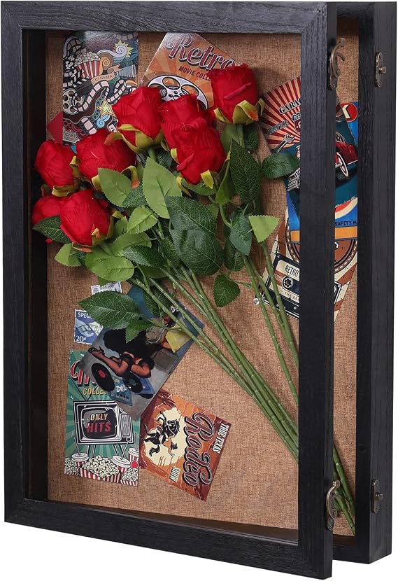 Extra Large Shadow Box 18x24, Big Shadow Boxes Display Cases with Hinged Door for Keepsake Collages Photos Tickets Flowers Bouquet Memorial Items(Black)