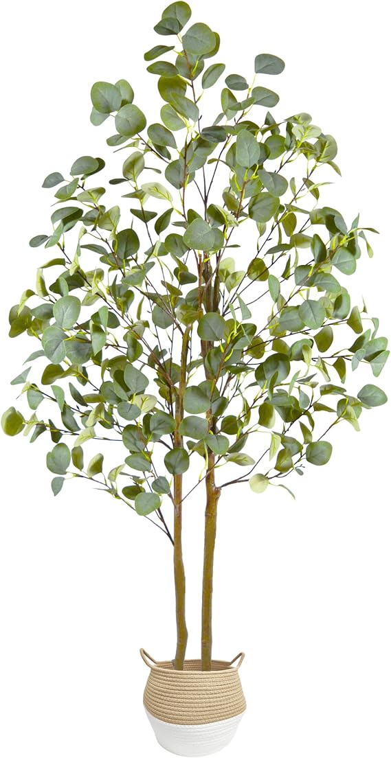 Warmplants Fake Eucalyptus Tree 5ft Tall Artificial Plant with Basket