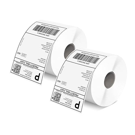 MUNBYN 4x6 Inch Thermal Labels, 1000 Sheets/2 Rolls(500 Pcs per Roll) | Shipping Paper for Thermal Printers, No BPA and BPS, Print Clear and Sharp, Compatible with Most Thermal Printers