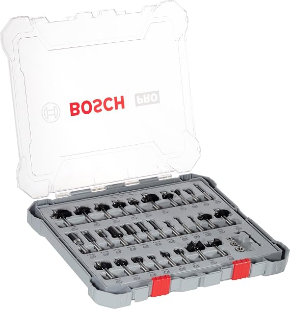 Bosch 30-piece milling set mixed (for wood, top milling accessory with 8 mm shaft)