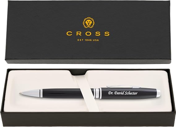 Cross Coventry Personalized Ballpoint Pen in Black Lacquer with Chrome Trim | Engraved Pen for Graduation, Retirement, New Job, or Corporate Recognition
