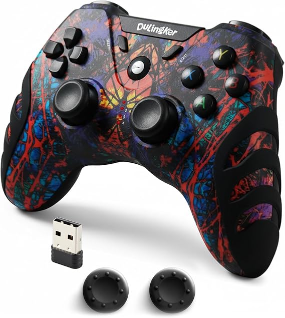 DuLingKer PC Controller kablosuz, PS3 Controller PC Gamepad, Hall Effect Joystick ve Dual Vibration, 2,4G kablosuz oyun kumandası, Windows 11 10 8 7, PS3, Android TV, Steam, Raspberry Pi için