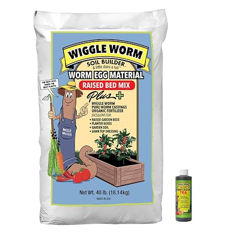Wiggle Worm Egg Material Raised Bed 40lb & Worm Castings Tea Bundle 8oz